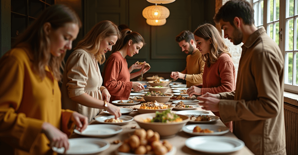 Eight Friends at the Buffet